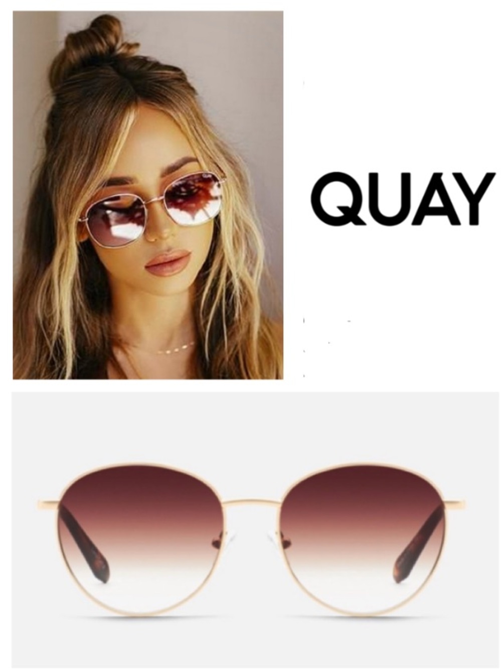 Quay Australia 50mm Loop Me In Round Sunglasses